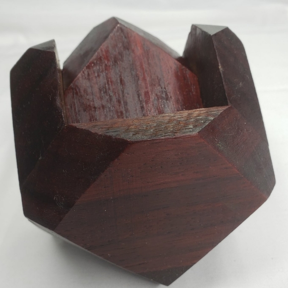 Geometric Wood Block Business Card Holder - Picture 3 of 9